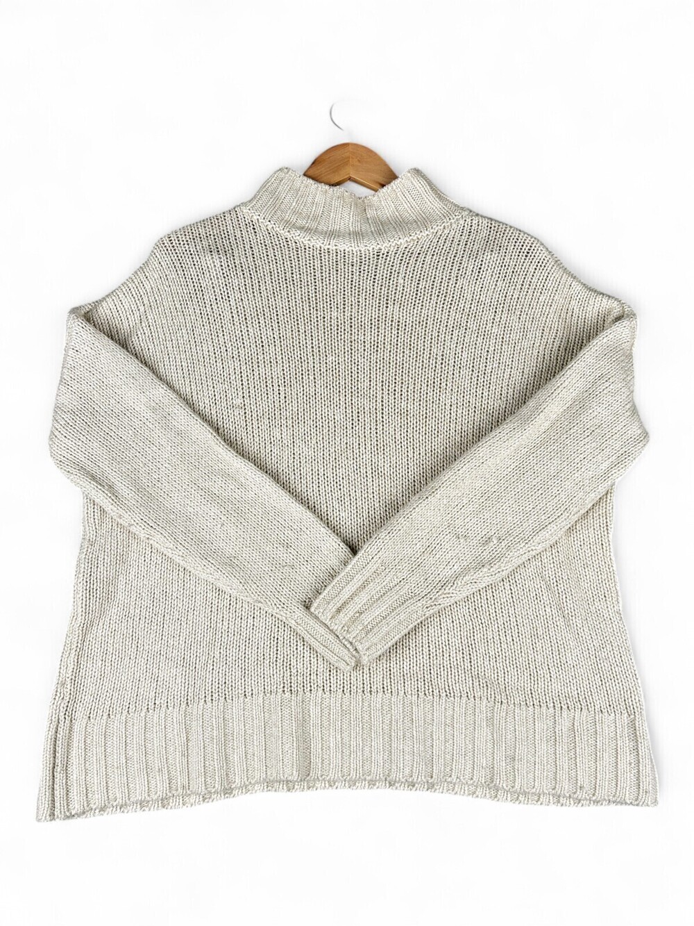 Vineyard Vines Cream Mock Neck Chunky Knit Sweater L